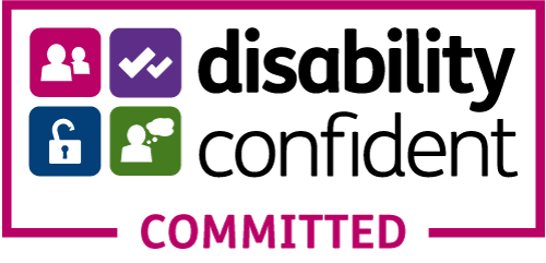logo for the 'committed' stage of Disability Confident accreditation 